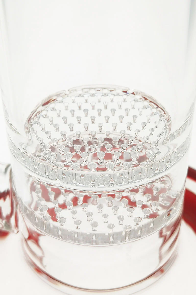 TAG - 16" Bent Neck Double Honeycomb Spinning Splash Guard Bong (18MM Female) - Image 14
