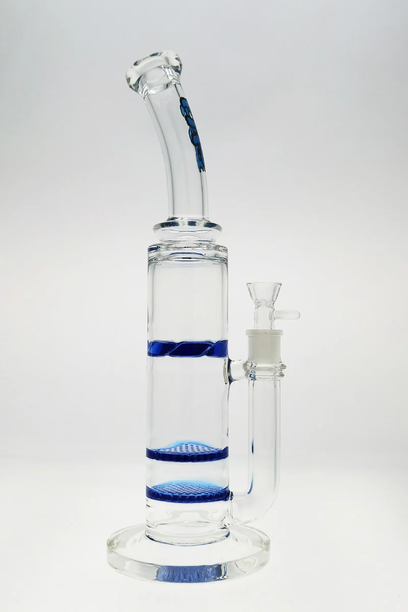 TAG - 16" Bent Neck Double Honeycomb Spinning Splash Guard Bong (18MM Female) - Image 18