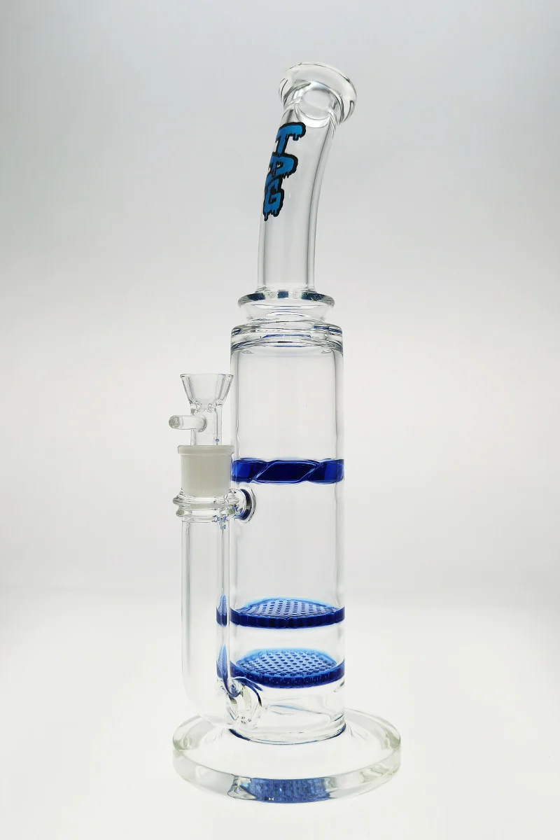 TAG - 16" Bent Neck Double Honeycomb Spinning Splash Guard Bong (18MM Female) - Image 21
