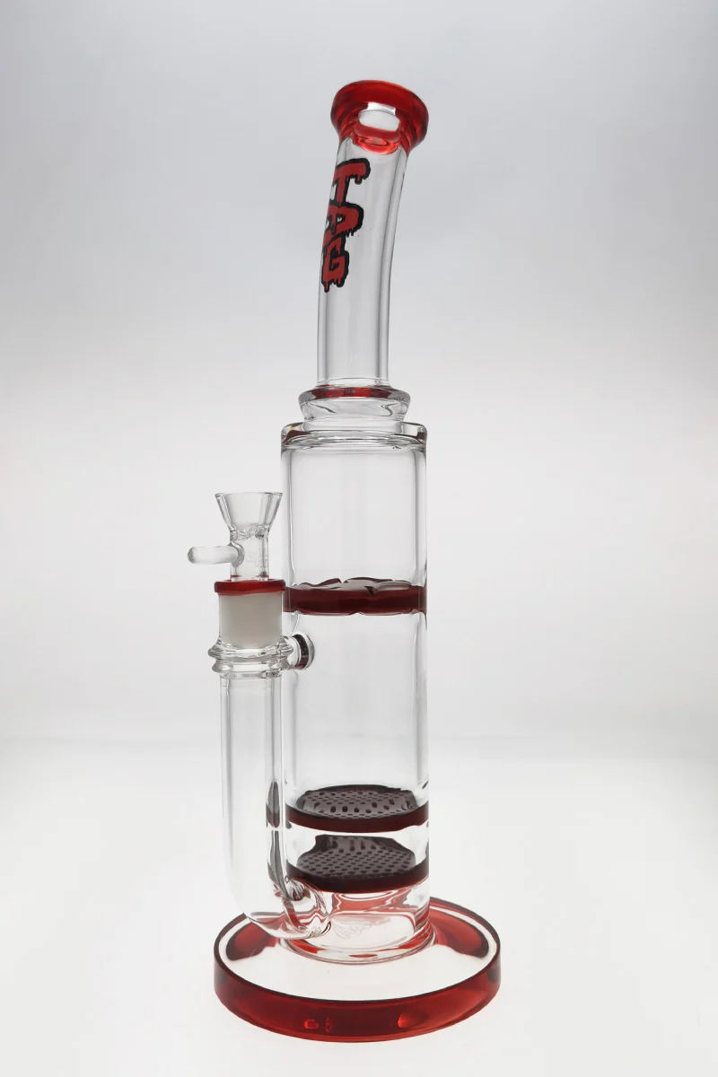 TAG - 16" Bent Neck Double Honeycomb Spinning Splash Guard Bong (18MM Female) - Image 49