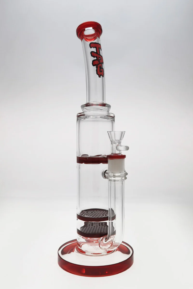 TAG - 16" Bent Neck Double Honeycomb Spinning Splash Guard Bong (18MM Female) - Image 52