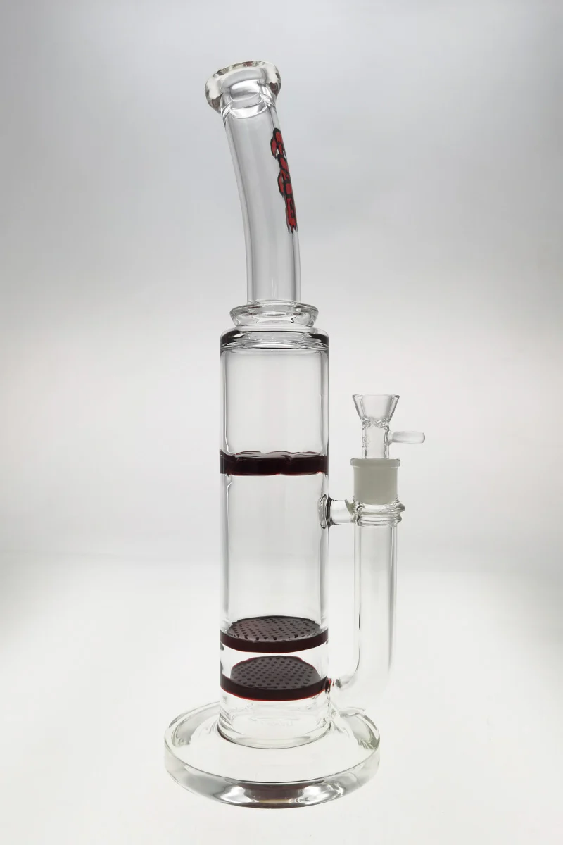TAG - 16" Bent Neck Double Honeycomb Spinning Splash Guard Bong (18MM Female) - Image 58