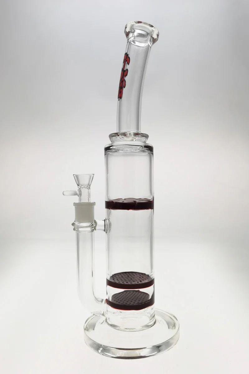 TAG - 16" Bent Neck Double Honeycomb Spinning Splash Guard Bong (18MM Female) - Image 59