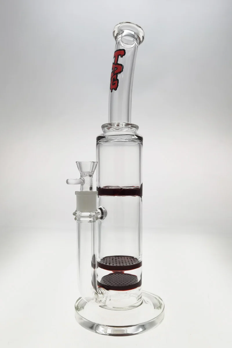 TAG - 16" Bent Neck Double Honeycomb Spinning Splash Guard Bong (18MM Female) - Image 61