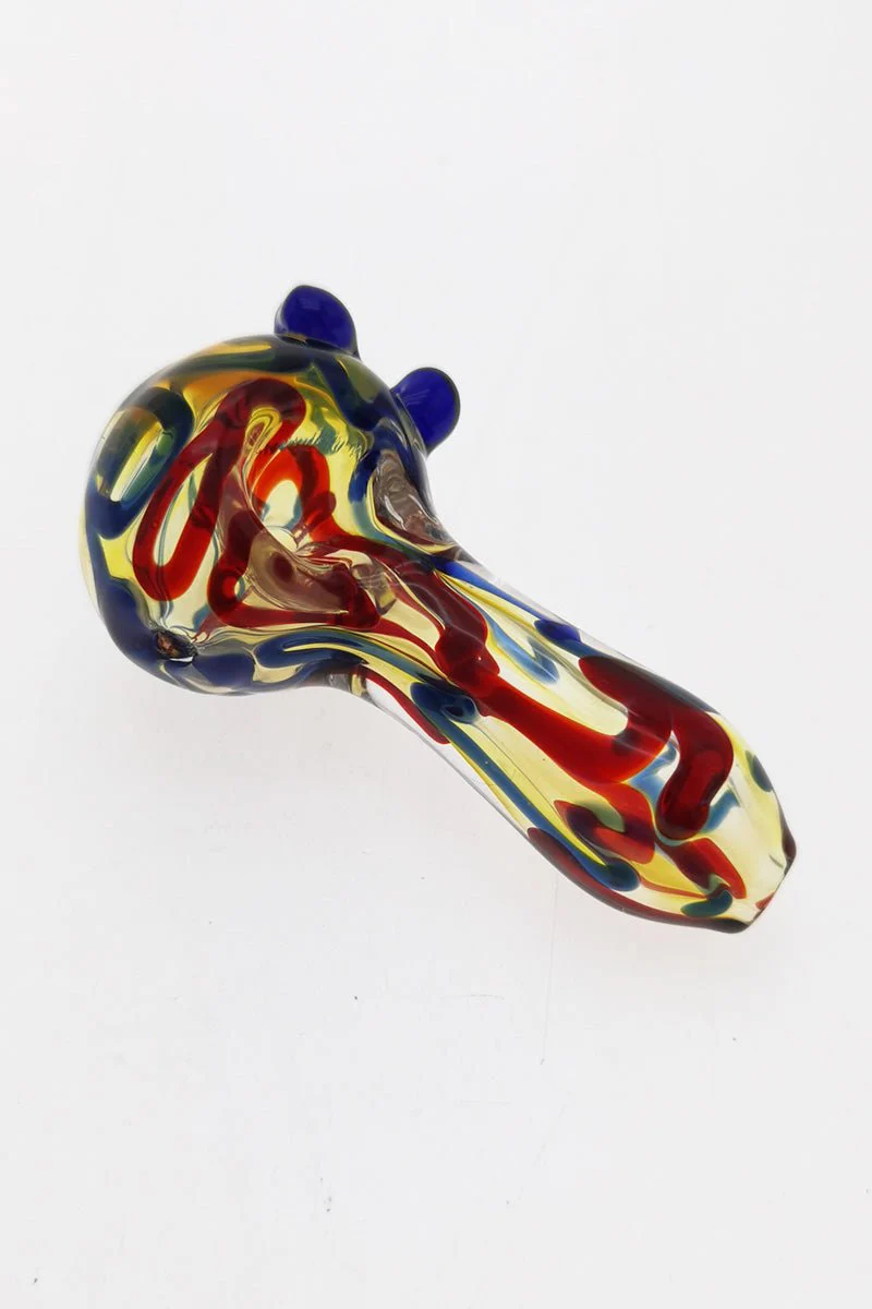 3.00" Dry Spoon Pipe w/ Marbles & Multi-Color Ribbon (50g) Carb Hole: Left Side