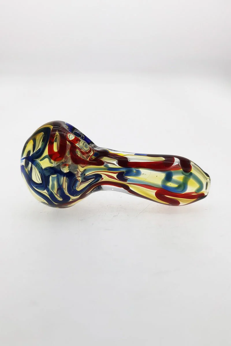 3.00" Dry Spoon Pipe w/ Marbles & Multi-Color Ribbon (50g) Carb Hole: Left Side - Image 2