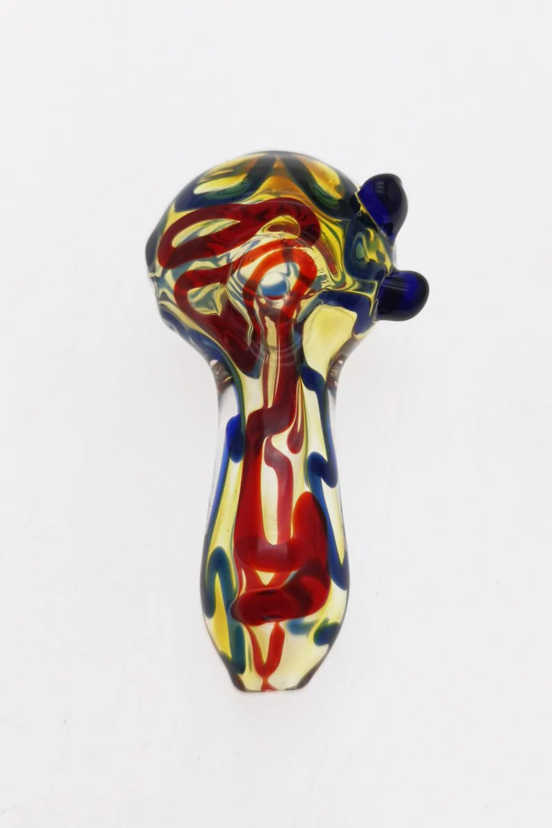 3.00" Dry Spoon Pipe w/ Marbles & Multi-Color Ribbon (50g) Carb Hole: Left Side - Image 3