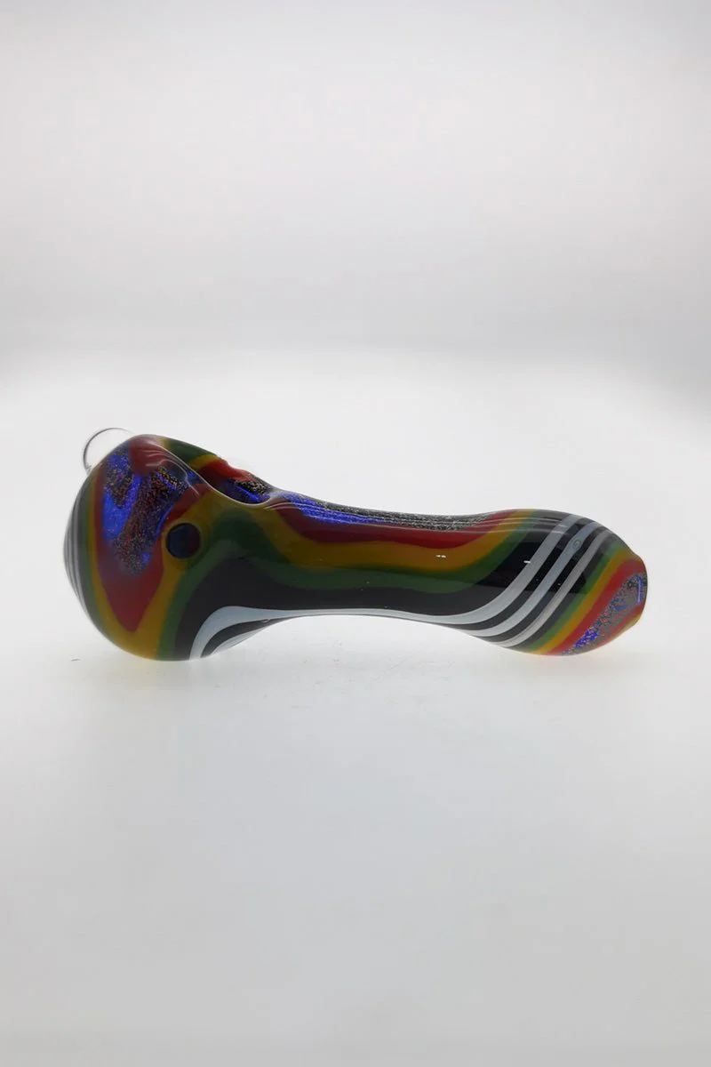 4.00" Dry Spoon Pipe w/ Marbles & Dichro Color Swirl (70g) Carb Hole: Left Side