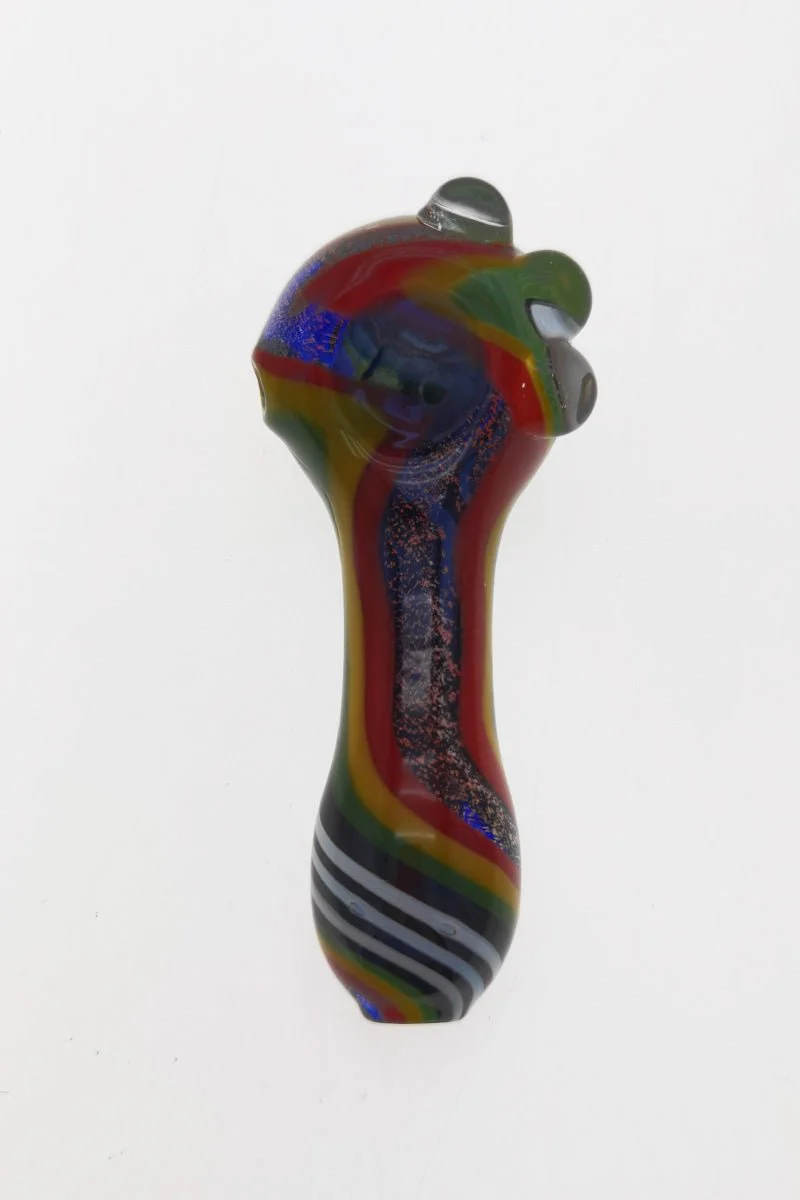 4.00" Dry Spoon Pipe w/ Marbles & Dichro Color Swirl (70g) Carb Hole: Left Side - Image 2