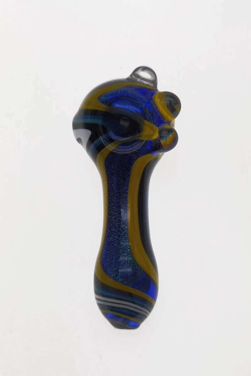 4.00" Dry Spoon Pipe w/ Marbles & Dichro Color Swirl (70g) Carb Hole: Left Side - Image 6