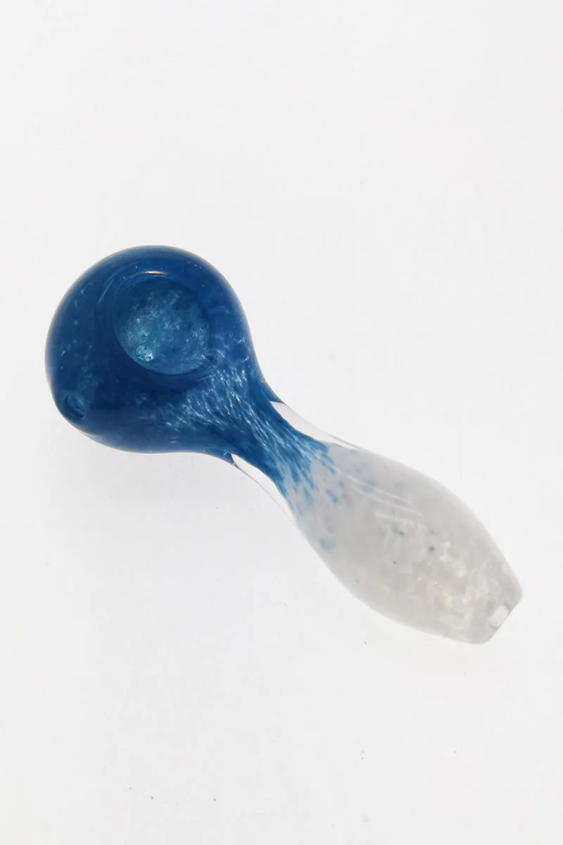 4.00" Dry Spoon Pipe w/ Multi-Color Frit (70g) Carb Hole: Left Side - Image 11