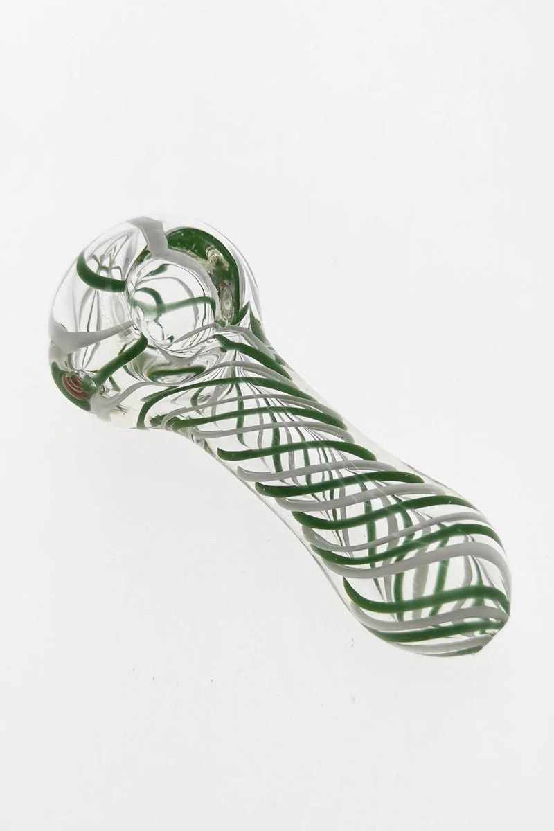 4.00" Dry Spoon Pipe w/ Swirl Pattern (80g) Carb Hole: Left Side - Image 3