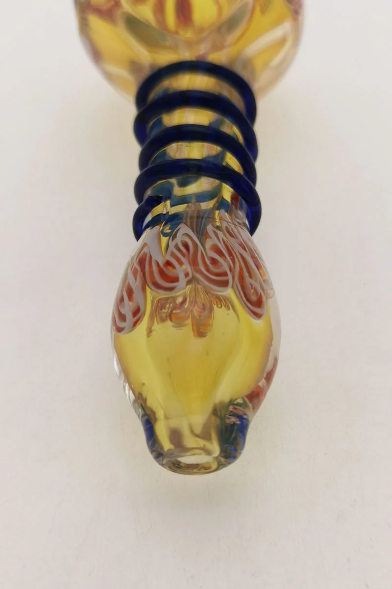 4.25" Dry Spoon Pipe w/ Ribbon & Rod Wrap (85g) Carb Hole: Left Side - Image 2