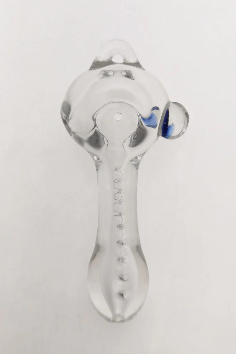 4.50" Dry Spoon Pipe w/ Color Marble & Clear Vertical Pit (104g)