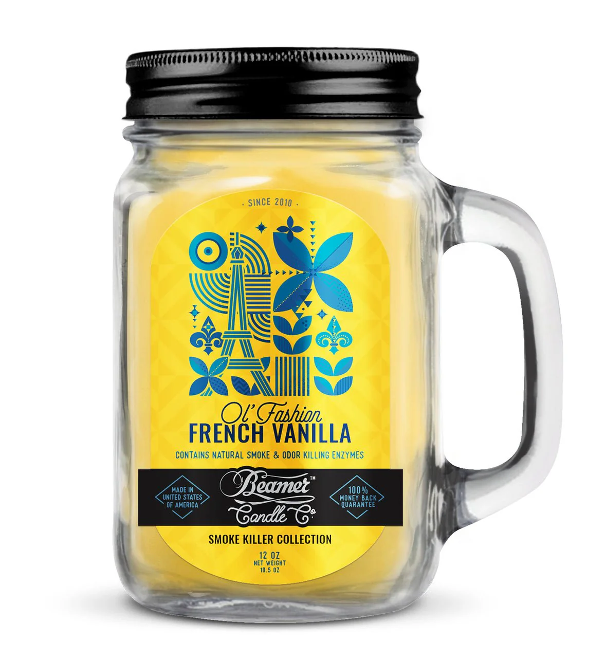 Beamer - Candle - 12oz Glass Mason Jar - W/Handle & Metal Lid - Image 2