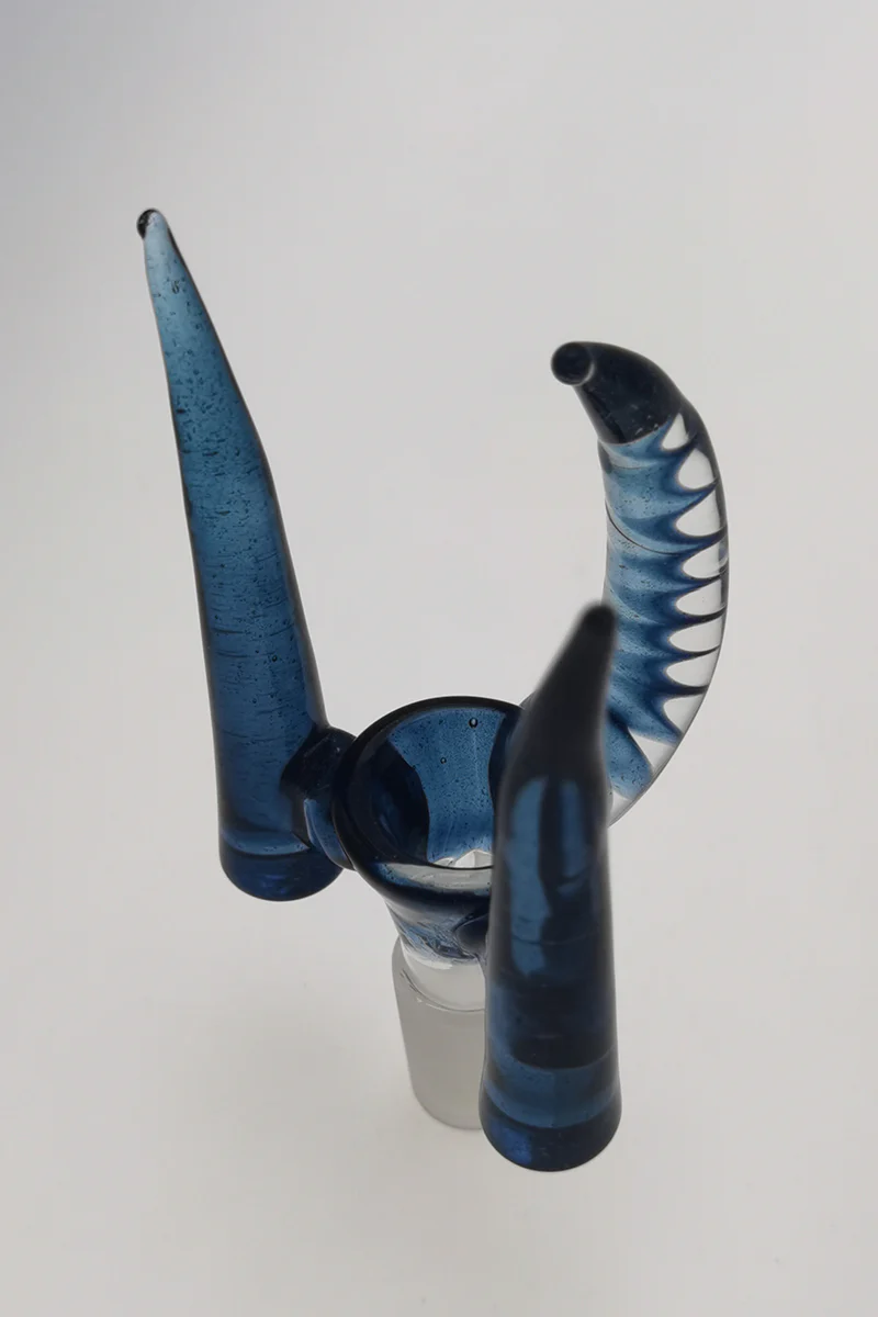 (CMTO) TAG - 4 Hole Disc Screen Bong Slide Bowl Piece with Inverted Triple Horn Handle - Image 11