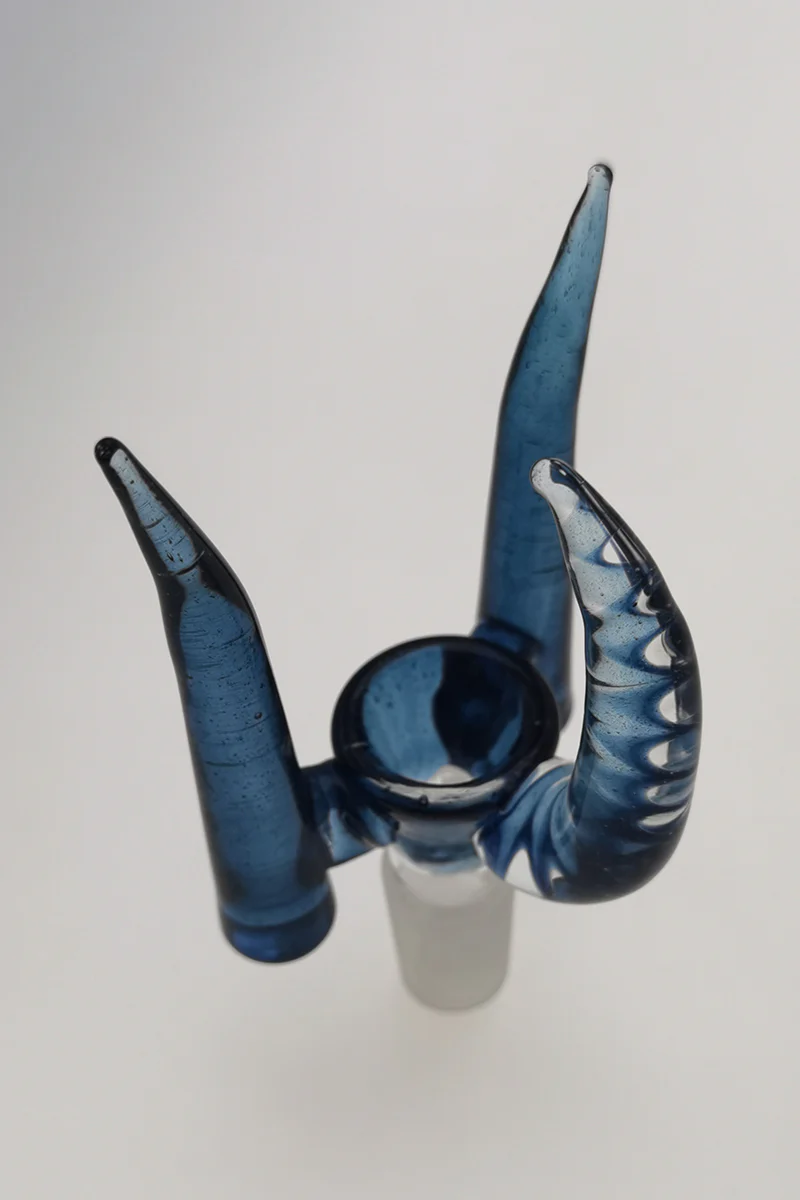 (CMTO) TAG - 4 Hole Disc Screen Bong Slide Bowl Piece with Inverted Triple Horn Handle - Image 12