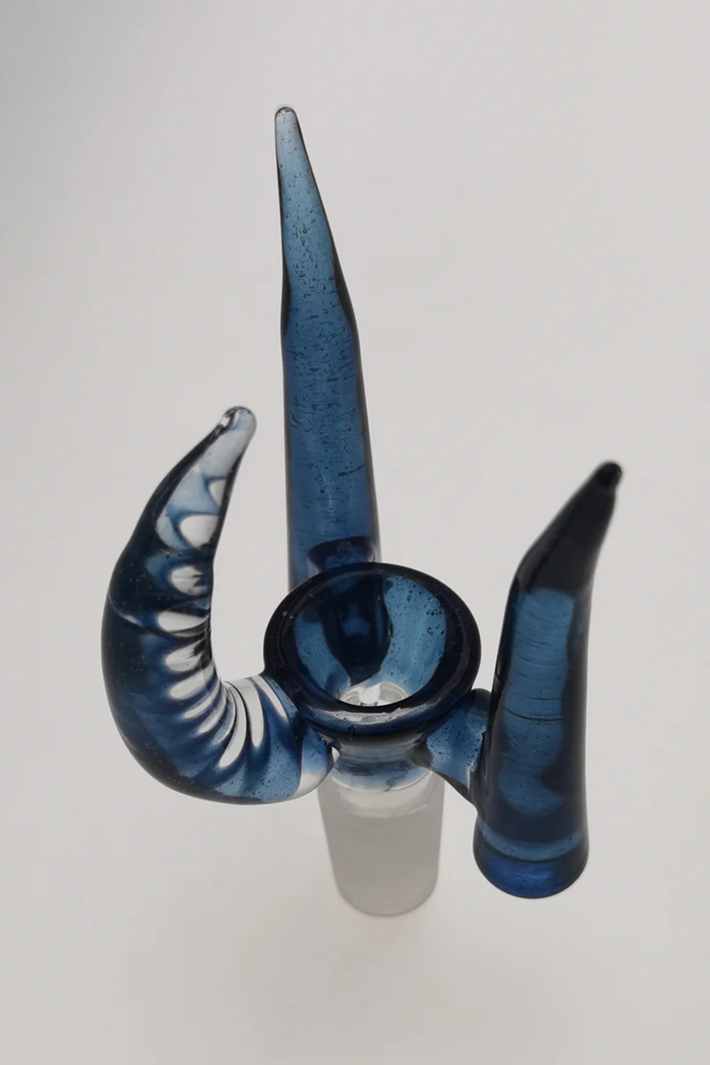 (CMTO) TAG - 4 Hole Disc Screen Bong Slide Bowl Piece with Inverted Triple Horn Handle - Image 13