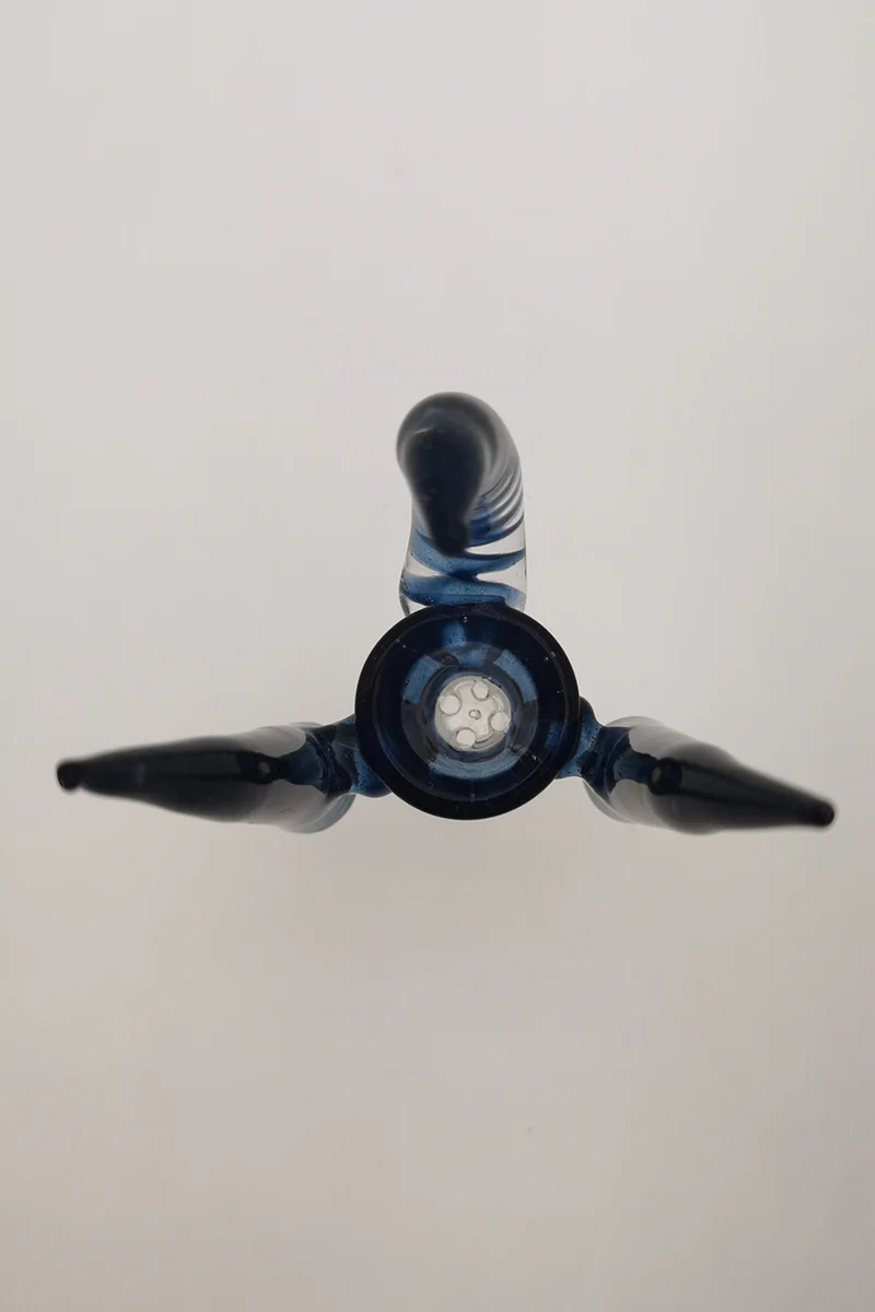 (CMTO) TAG - 4 Hole Disc Screen Bong Slide Bowl Piece with Inverted Triple Horn Handle - Image 14