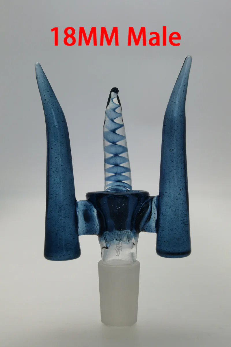 (CMTO) TAG - 4 Hole Disc Screen Bong Slide Bowl Piece with Inverted Triple Horn Handle - Image 18
