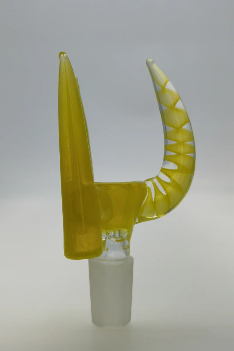 (CMTO) TAG - 4 Hole Disc Screen Bong Slide Bowl Piece with Inverted Triple Horn Handle - Image 19