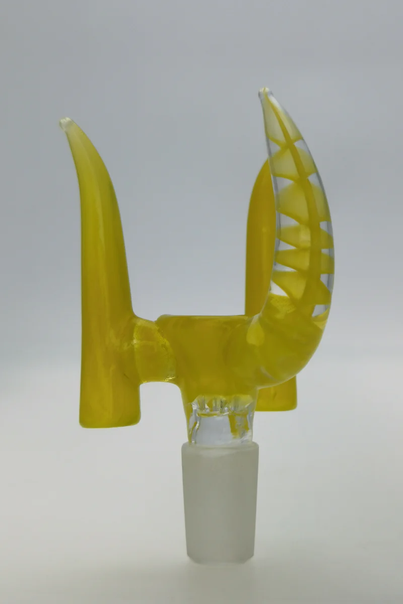 (CMTO) TAG - 4 Hole Disc Screen Bong Slide Bowl Piece with Inverted Triple Horn Handle - Image 24