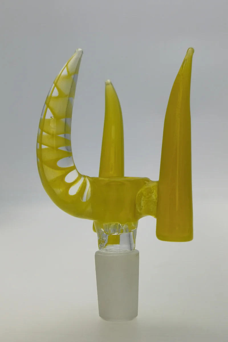 (CMTO) TAG - 4 Hole Disc Screen Bong Slide Bowl Piece with Inverted Triple Horn Handle - Image 25