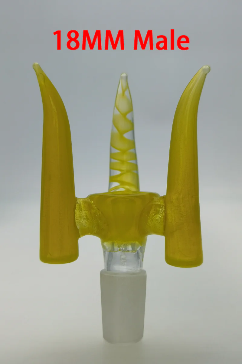 (CMTO) TAG - 4 Hole Disc Screen Bong Slide Bowl Piece with Inverted Triple Horn Handle - Image 34