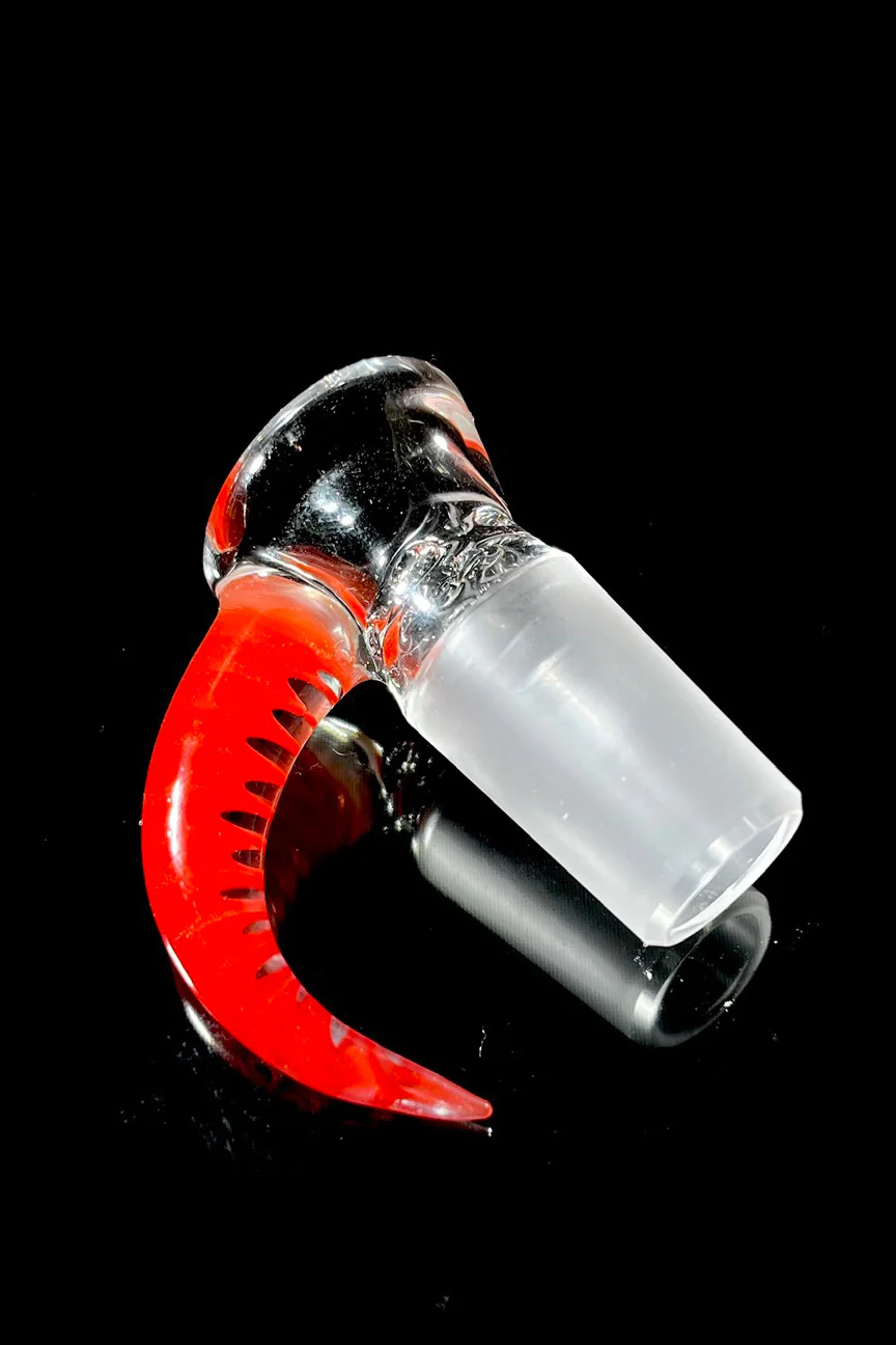 Moose Glass - 5 Hole Disc Screen Bong Slide Bowl Piece (18MM Male) (Accented Horn) - Image 2
