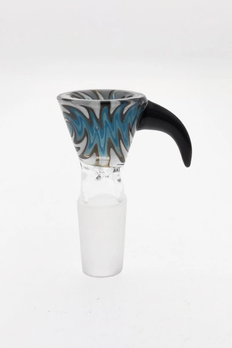 Pinched Screen Bong Slide Bowl Piece w/ WigWag & Horn Handle - Image 2