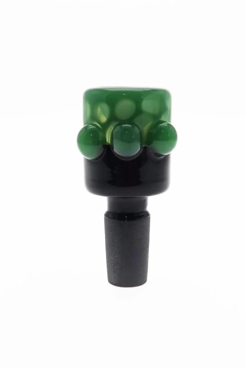 Single Hole Bong Slide Bowl Piece w/ Cylindrical Bowl & Multi-Marble Handle