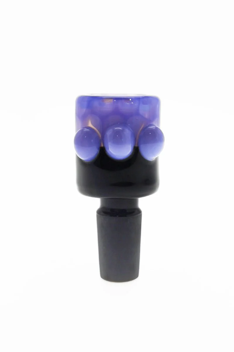 Single Hole Bong Slide Bowl Piece w/ Cylindrical Bowl & Multi-Marble Handle - Image 2