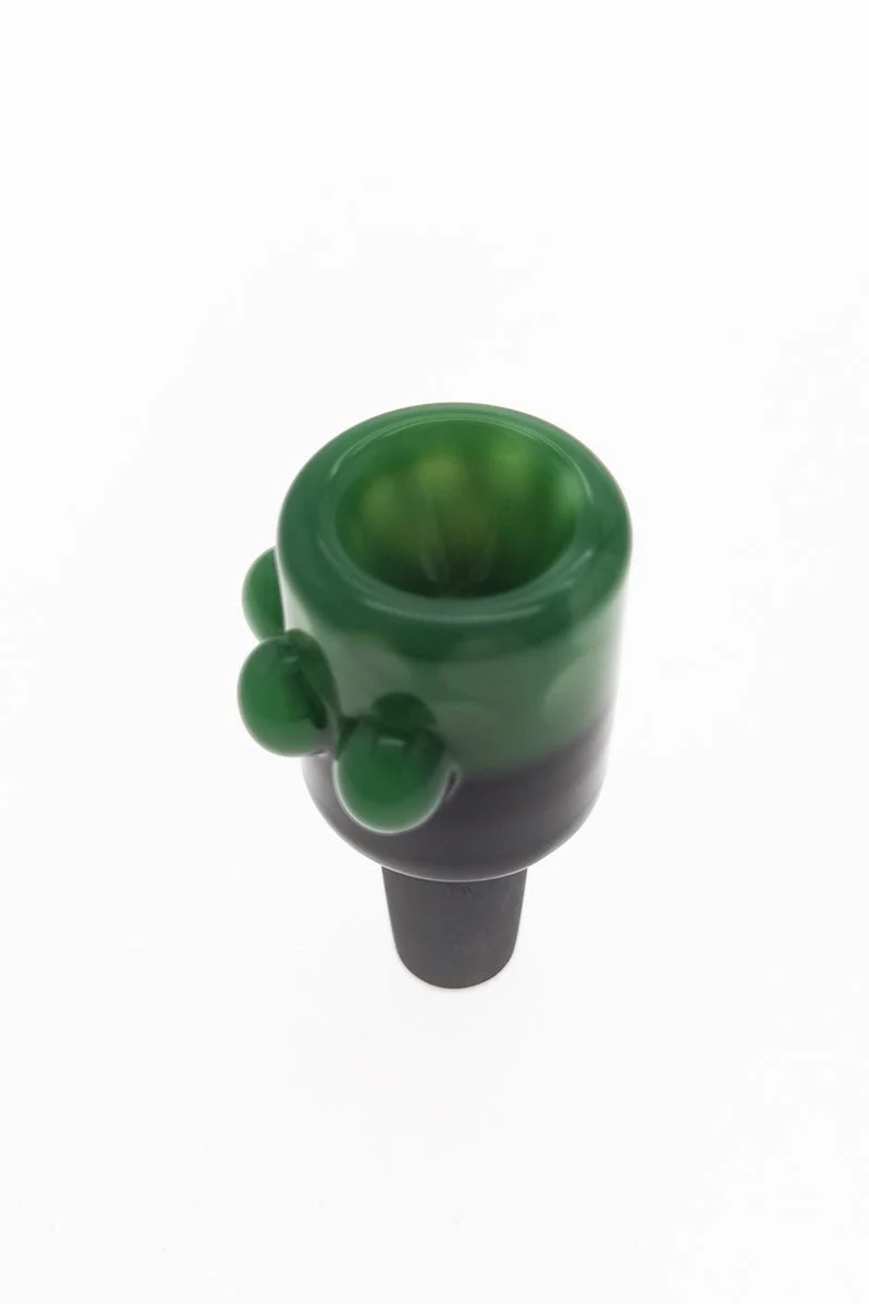 Single Hole Bong Slide Bowl Piece w/ Cylindrical Bowl & Multi-Marble Handle - Image 4