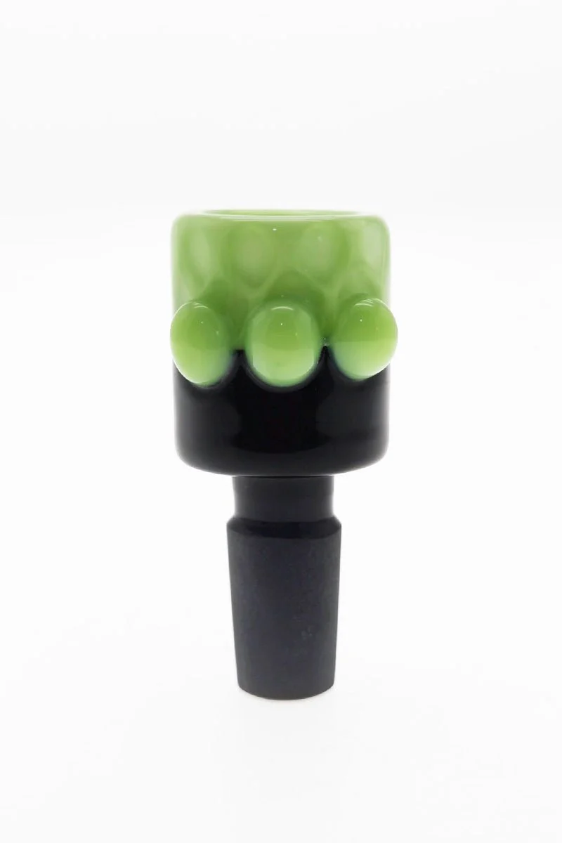 Single Hole Bong Slide Bowl Piece w/ Cylindrical Bowl & Multi-Marble Handle - Image 5