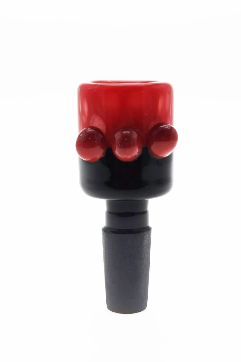 Single Hole Bong Slide Bowl Piece w/ Cylindrical Bowl & Multi-Marble Handle - Image 6