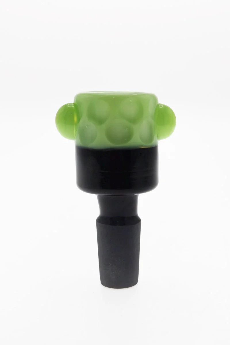 Single Hole Bong Slide Bowl Piece w/ Cylindrical Bowl & Two Marble Handle - Image 2