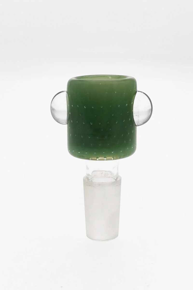 Single Hole Bong Slide Bowl Piece w/ Cylindrical Bowl & Two Marble Handle - Image 3