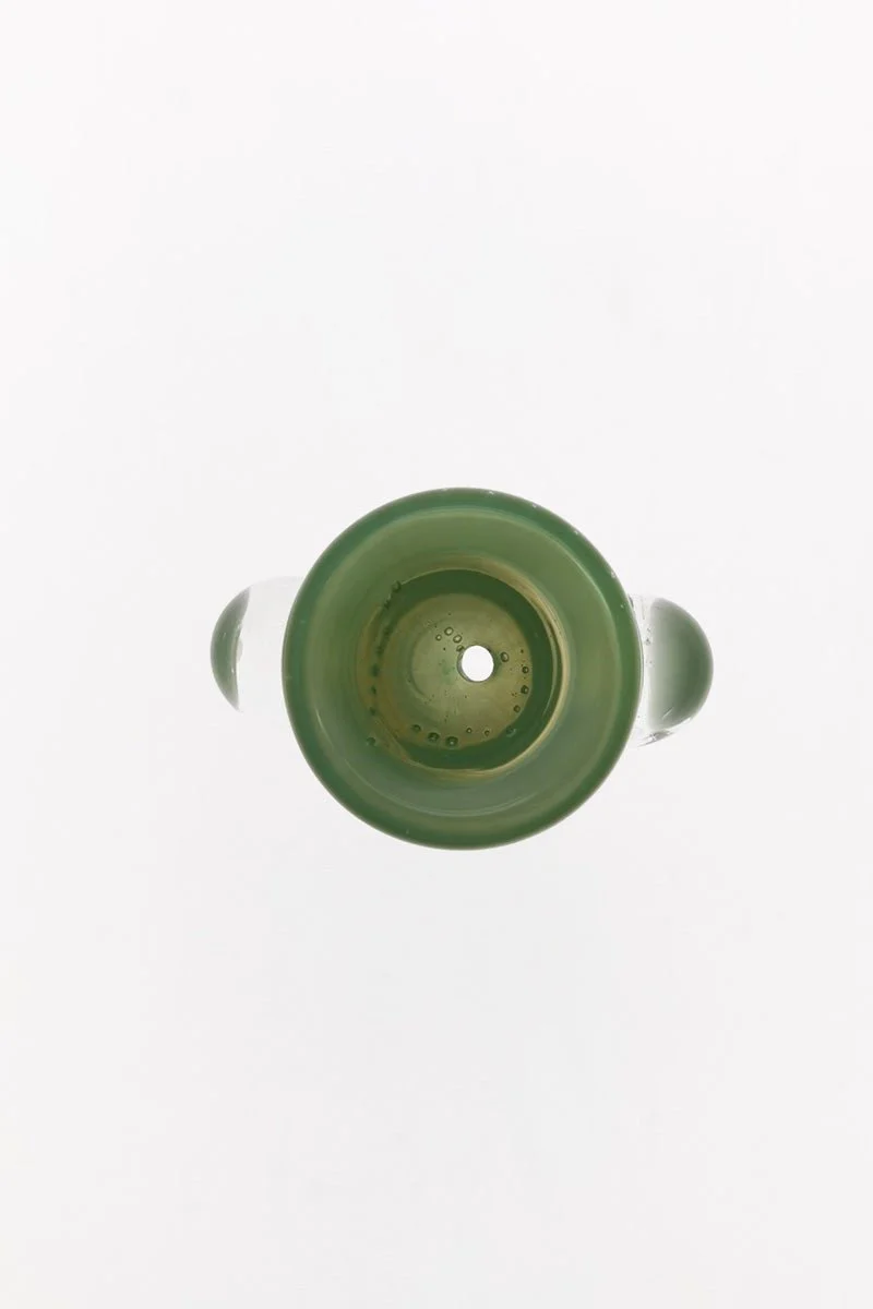 Single Hole Bong Slide Bowl Piece w/ Cylindrical Bowl & Two Marble Handle - Image 4
