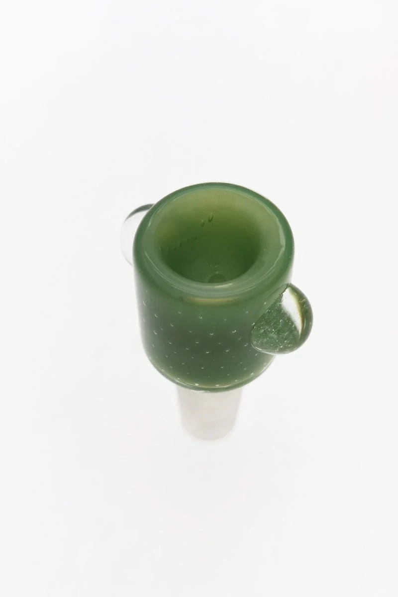 Single Hole Bong Slide Bowl Piece w/ Cylindrical Bowl & Two Marble Handle - Image 5