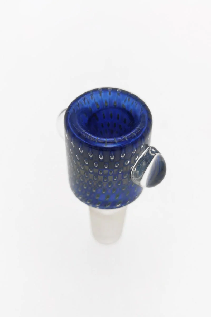 Single Hole Bong Slide Bowl Piece w/ Cylindrical Bowl & Two Marble Handle - Image 7