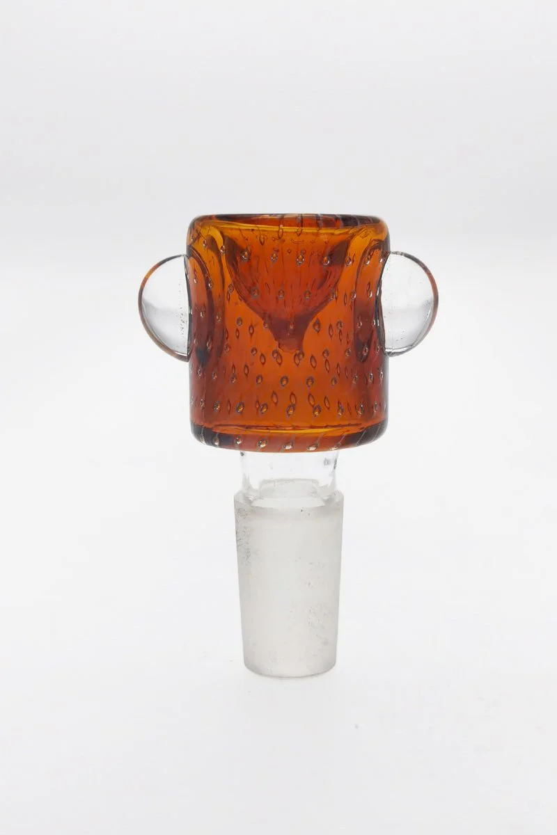 Single Hole Bong Slide Bowl Piece w/ Cylindrical Bowl & Two Marble Handle - Image 9