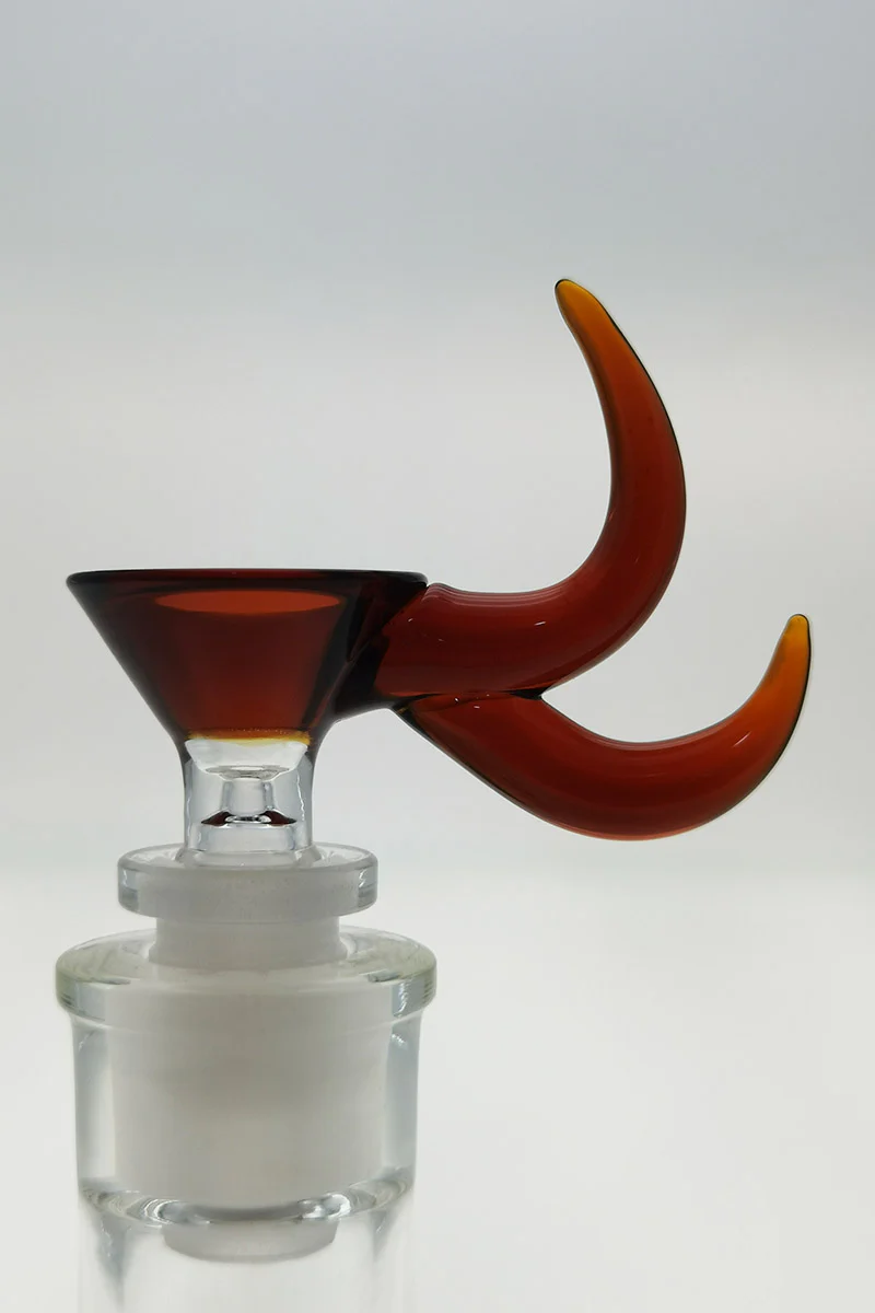 Single Hole Bong Slide Bowl Piece w/ Double Horn Handle - Image 2