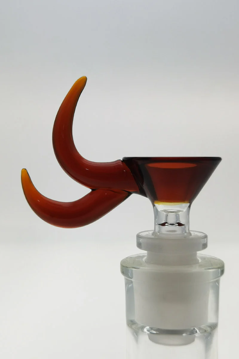 Single Hole Bong Slide Bowl Piece w/ Double Horn Handle - Image 4