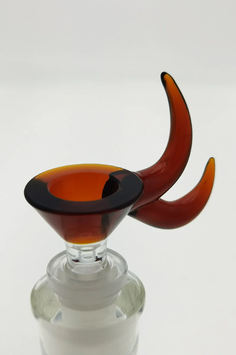 Single Hole Bong Slide Bowl Piece w/ Double Horn Handle - Image 6