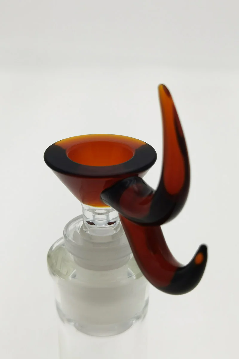 Single Hole Bong Slide Bowl Piece w/ Double Horn Handle - Image 7