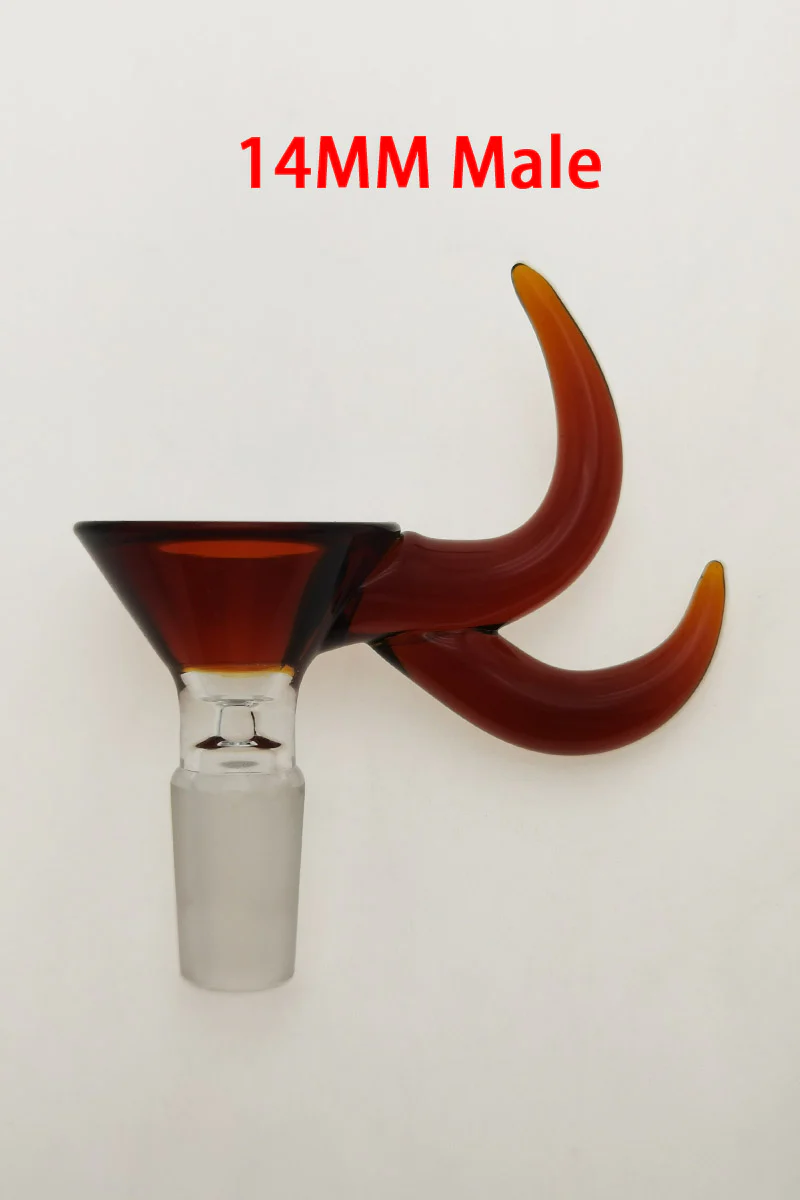 Single Hole Bong Slide Bowl Piece w/ Double Horn Handle - Image 9