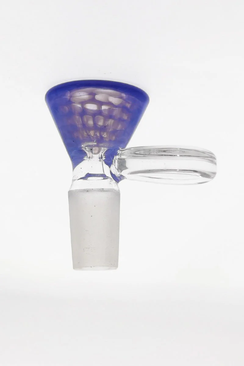 Single Hole Bong Slide Bowl Piece w/ Honeycomb Pattern Bowl & Handle - Image 12