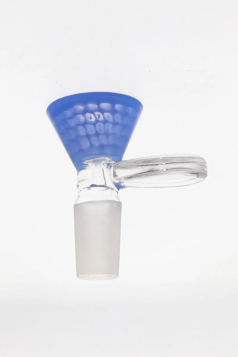 Single Hole Bong Slide Bowl Piece w/ Honeycomb Pattern Bowl & Handle - Image 2