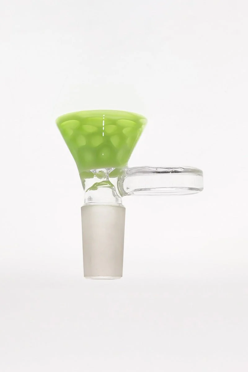 Single Hole Bong Slide Bowl Piece w/ Honeycomb Pattern Bowl & Handle - Image 3