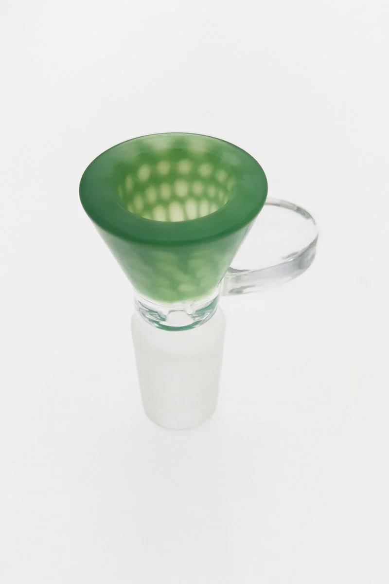 Single Hole Bong Slide Bowl Piece w/ Honeycomb Pattern Bowl & Handle - Image 5